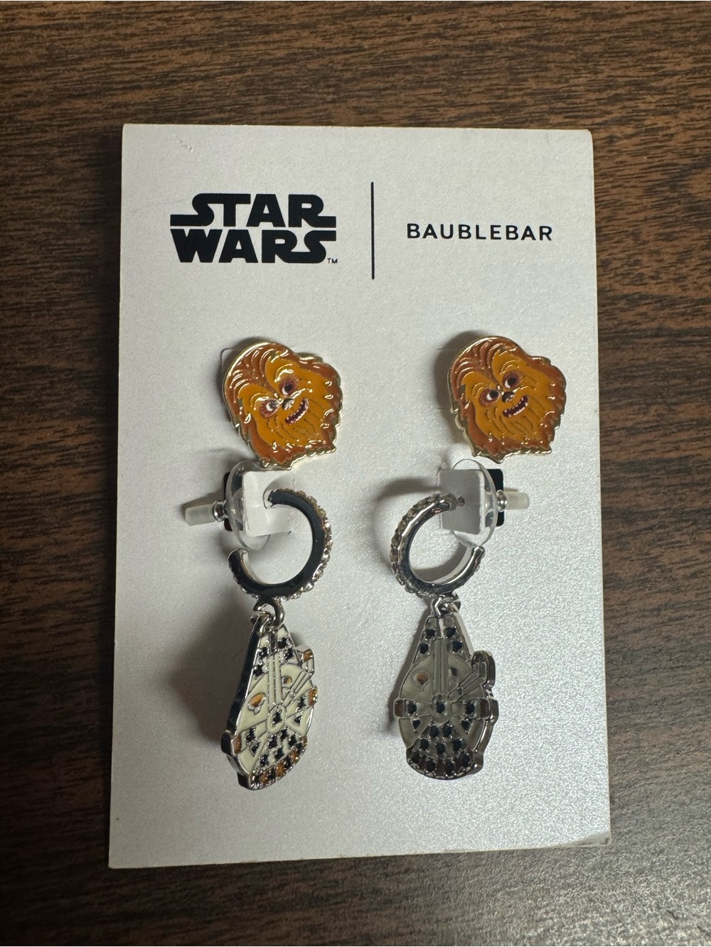 Disney Star Wars x BaubleBar Chewbacca and Millennium Falcon drop earrings